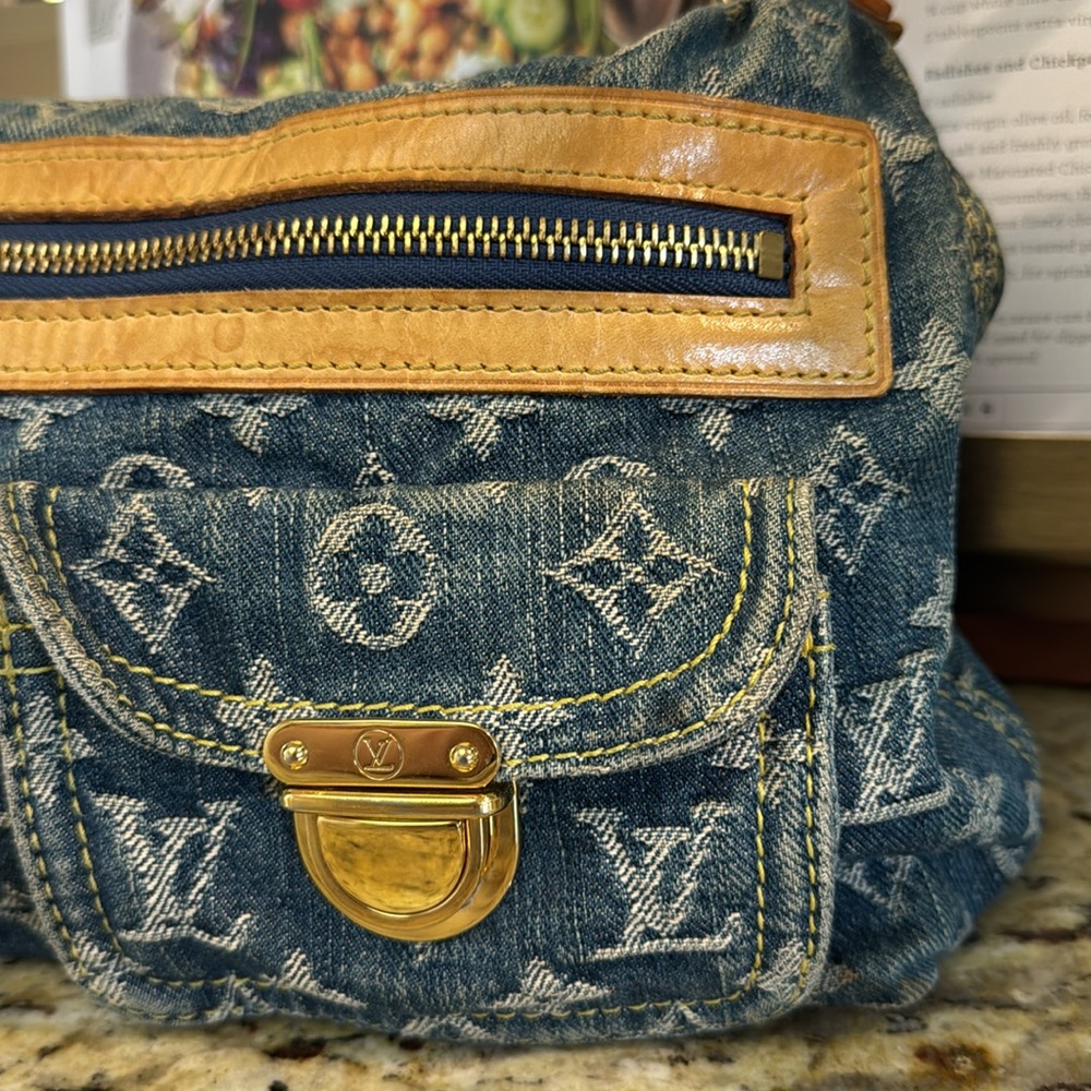 Louis Vuitton Baggy PM Denim Blue // Tan and Gold Accents // Genuine - Picture 3 of 16